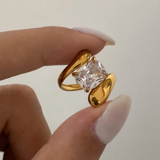 Stainless Steel Water Drop Shaped Zircon Ring - TopTrendingCart.com