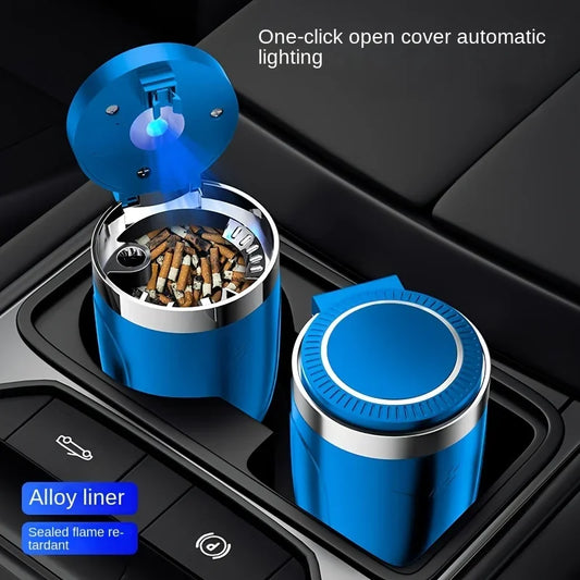 Car Ashtray with Metal Lining and LED Light - TopTrendingCart.com
