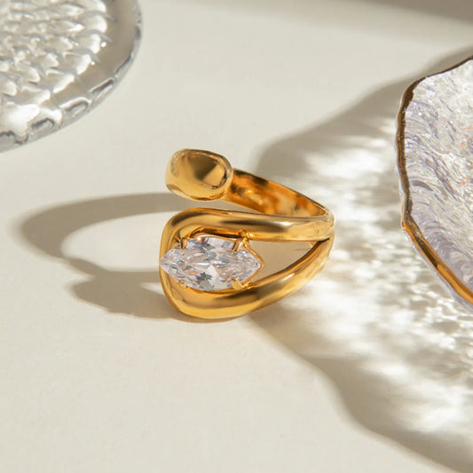 Stainless Steel Water Drop Shaped Zircon Ring - TopTrendingCart.com